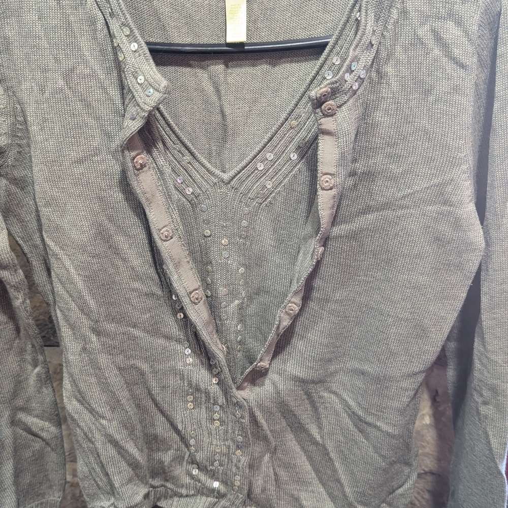 Sigrid Olsen Light Weight Tank And  Cardigan Button-Accent Knit Top